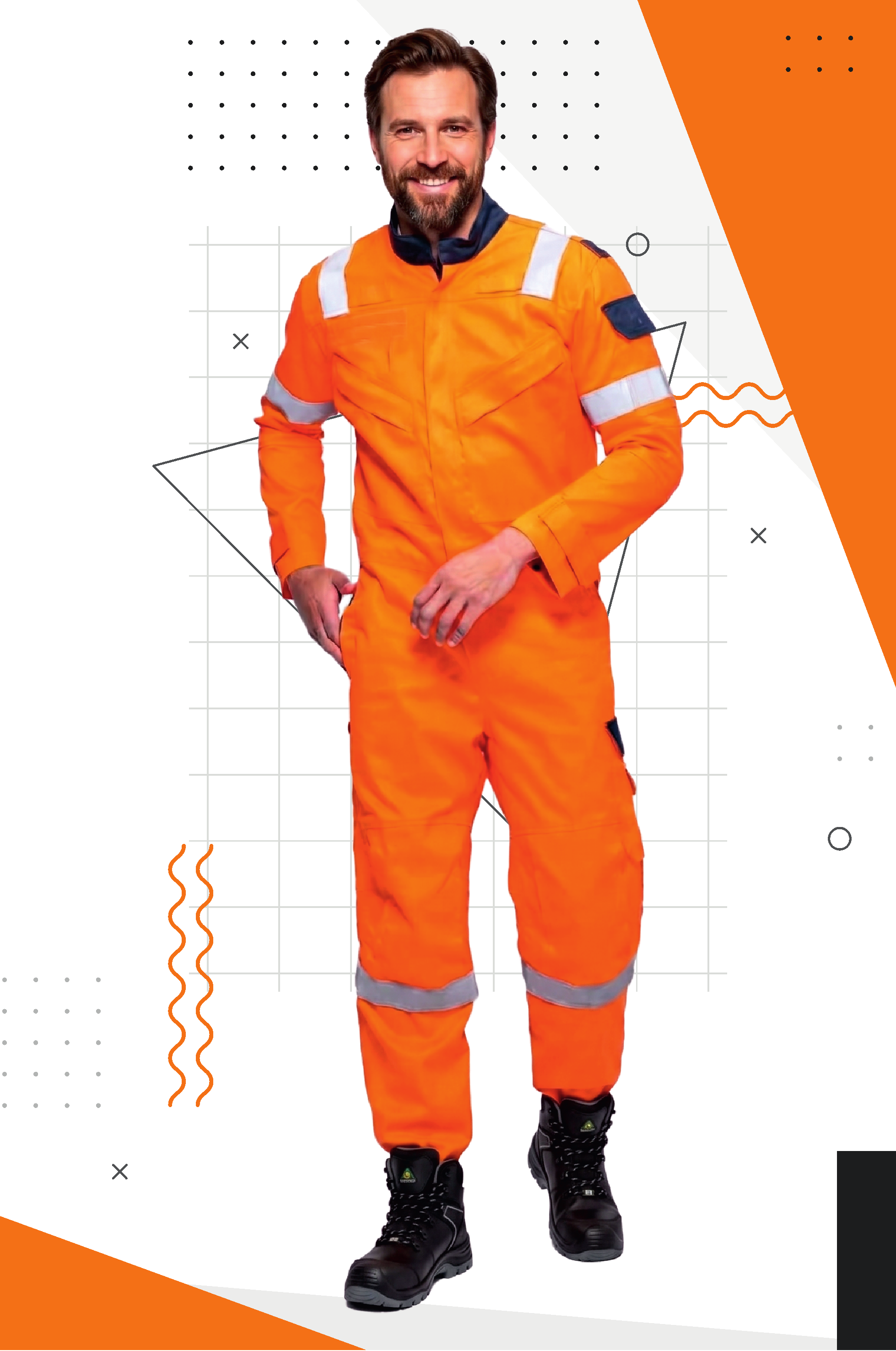 Saffrix maritime boiler suit with reflective striping